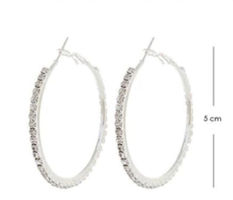 Jewelry- SILVER Rhinestone Hoop Earring