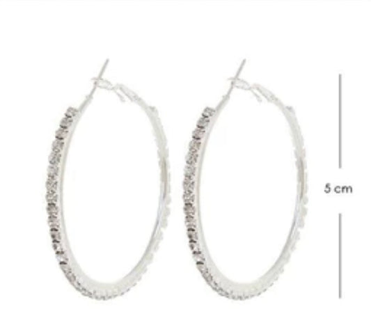 Jewelry- SILVER Rhinestone Hoop Earring