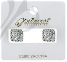 Jewelry- Cubic Zirconia Square Stud Earrings