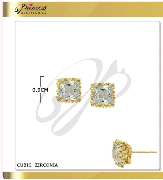 Jewelry- Cubic Zirconia Square Stud Earrings